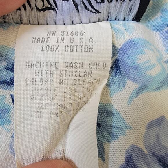 Vintage Floral Lace V Back Tank Darted Traditional Dress Made In USA 100% Cotton - Picture 8 of 11